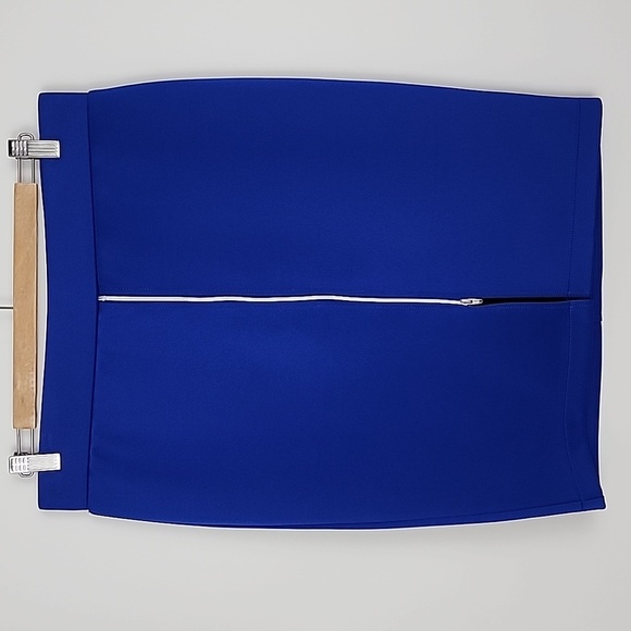 RW&CO Pencil Skirt Electric Blue Centre Silver  Zipper Stretch Size Medium - Picture 1 of 10
